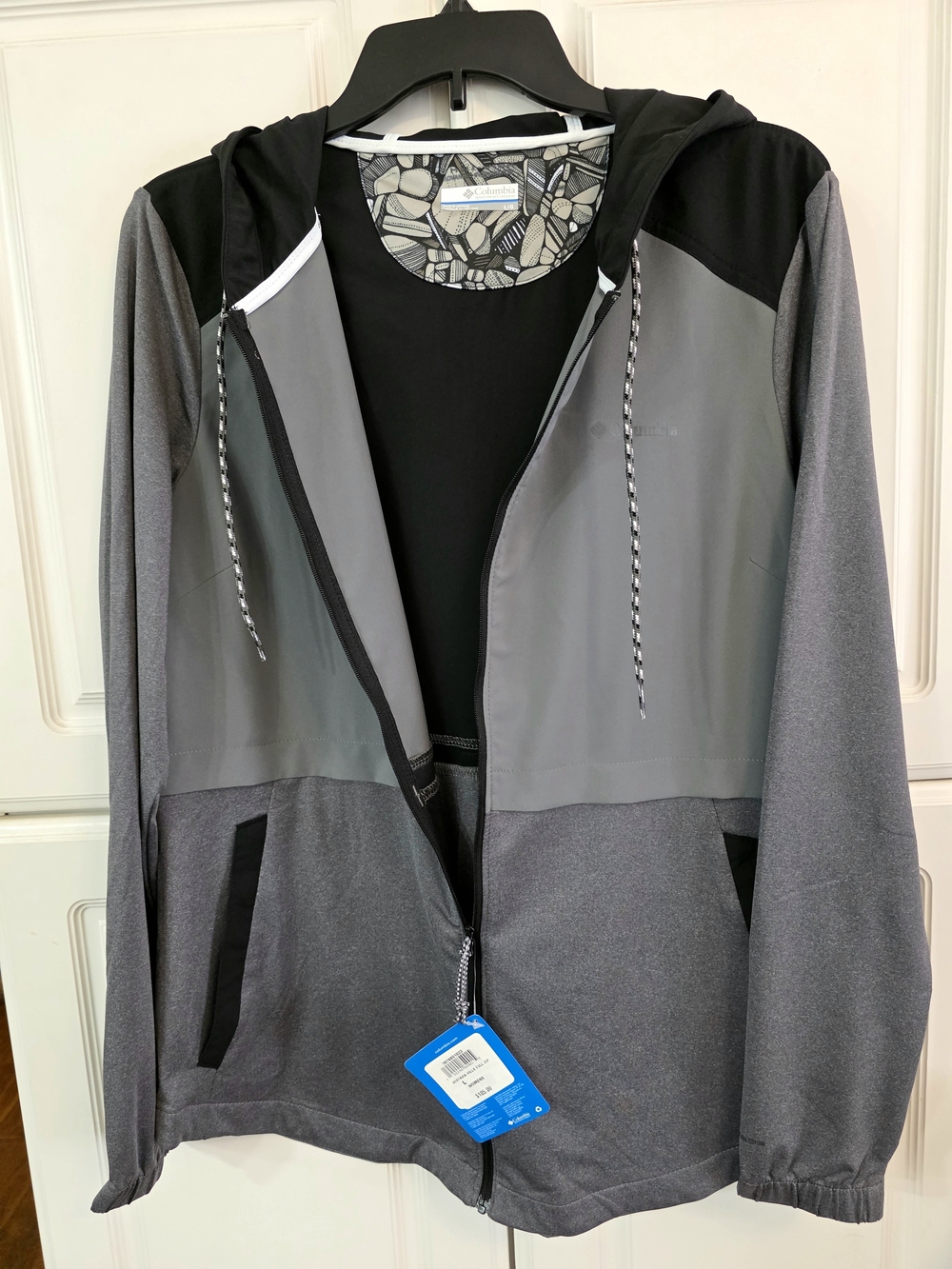 NWT Womens Columbia Two-Tone Gray & Black Hooded Utility Jacket Large